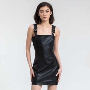 Danielle Guizio Black Leather D Ring Mini Dress size small